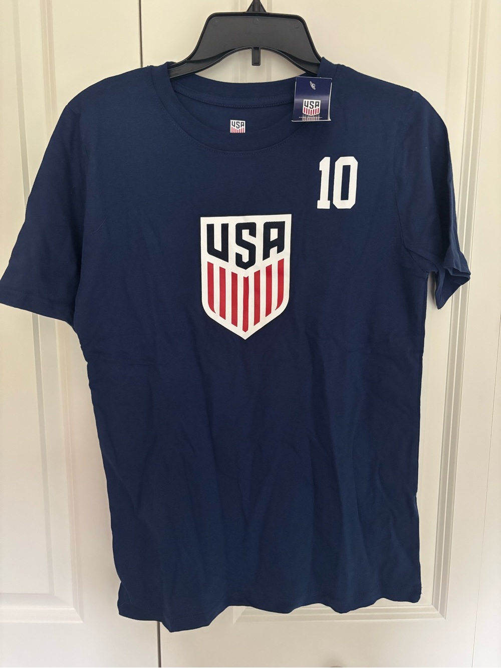 NWT US Soccer Christian Pulisic 10 youth 16/18 Navy Blue T-Shirt USMNT Football